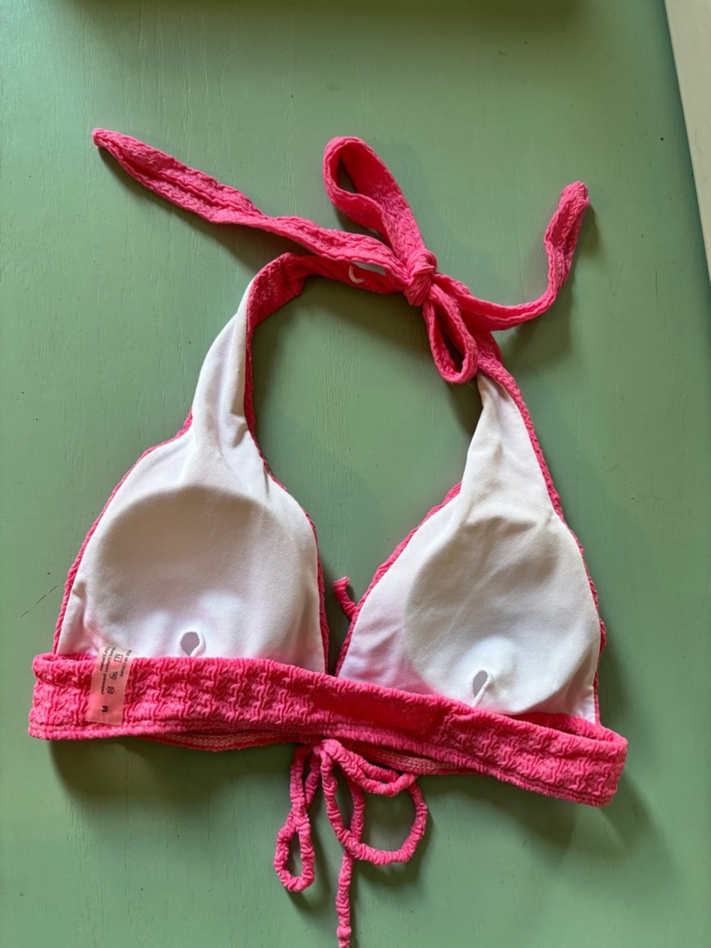 Pink Textured Halter Bikini Top - Picture 3 of 4